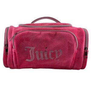 Juicy Couture Pink Velour Rhinestone Makeup Bag Toiletry Cosmetic Y2K Style